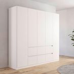 Rauch Mainz Plus 226cm 5 Door Wardrobe with Drawer - Alpine White and White High Gloss