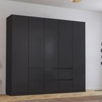 Rauch Mainz Plus 226cm 5 Door Wardrobe with Drawer - Metallic Dark Grey and Grey High Gloss