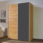 Rauch Slide 131cm 2 Door Sliding Wardrobe - Artisan Oak and Metallic Dark Grey