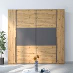 Rauch Mood 225cm 4 Door Wardrobe - Artisan Oak and Metallic Dark Grey