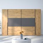 Rauch Mood 268cm 4 Door Wardrobe - Artisan Oak and Metallic Dark Grey