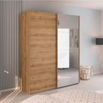 Rauch Evelyn 181cm 2 Door Sliding Wardrobe with Mirror - Wild Oak