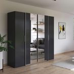 Rauch Kronach 225cm 4 Door Wardrobe with Mirror - Metallic Dark Grey