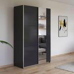 Rauch Kronach 131cm 2 Door Sliding Wardrobe with Mirror - Metallic Dark Grey