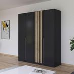 Rauch Lamella 181cm 4 Door Wardrobe - Metallic Dark Grey and Artisan Oak