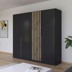 Rauch Lamella 226cm 4 Door Wardrobe - Metallic Dark Grey and Artisan Oak