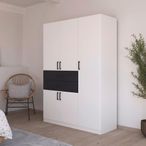 Rauch Maika 136cm 5 Door Wardrobe - H 197cm - Alpine White and Metallic Dark Grey