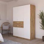 Rauch Maika 136cm 5 Door Wardrobe - H 197cm - Artisan Oak and Alpine White