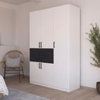 Rauch Maika 136cm 5 Door Wardrobe - H 210cm - Alpine White and Metallic Dark Grey