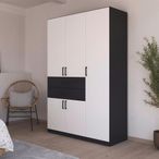 Rauch Maika 136cm 5 Door Wardrobe - H 210cm - Metallic Dark Grey and Alpine White