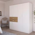 Rauch Maika 181cm 6 Door Wardrobe - H 197cm - Alpine White and Artisan Oak