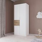 Rauch Maika 91cm 3 Door Wardrobe - H 210cm - Alpine White and Artisan Oak