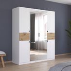 Rauch Ticao 181cm 6 Door Combi Wardrobe - Alpine White and Artisan Oak