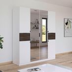 Rauch Ticao 181cm 6 Door Combi Wardrobe - Alpine White and Atlantic Dark Oak