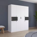 Rauch Ticao 181cm 6 Door Wardrobe - Alpine White and Metallic Dark Grey