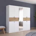 Rauch Ticao 226cm 9 Door Combi Wardrobe - Alpine White and Artisan Oak