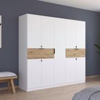 Rauch Ticao 226cm 9 Door Wardrobe - Alpine White and Artisan Oak