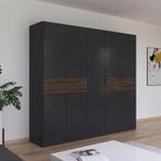 Rauch Ticao 226cm 9 Door Wardrobe - Metallic Dark Grey and Atlantic Dark Oak