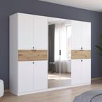 Rauch Ticao 271cm 10 Door Combi Wardrobe - Alpine White and Artisan Oak