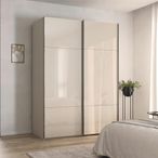 Rauch Contido 162cm 2 Door Sliding Wardrobe with Extras - Champagne Glass