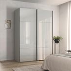 Rauch Contido 162cm 2 Door Sliding Wardrobe with Extras - Silk Grey Glass