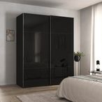 Rauch Contido 181cm 2 Door Sliding Wardrobe with Extras - Black Glass