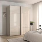 Rauch Contido 181cm 2 Door Sliding Wardrobe with Extras - Champagne Glass