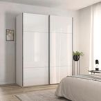 Rauch Contido 181cm 2 Door Sliding Wardrobe with Extras - Crystal White Glass