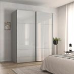 Rauch Contido 181cm 2 Door Sliding Wardrobe with Extras - Silk Grey Glass