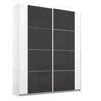 Rauch Artemis 181cm 2 Door Sliding Wardrobe - Alpine White and Basalt Glass