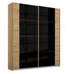 Rauch Artemis 181cm 2 Door Sliding Wardrobe - Artisan Oak and Basalt Glass