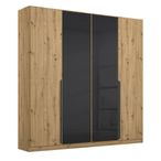 Rauch Artemis 181cm 4 Door Wardrobe - Artisan Oak and Basalt Glass