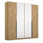 Rauch Artemis 181cm 4 Door Wardrobe - Artisan Oak and White Glass