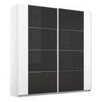 Rauch Artemis 226cm 2 Door Sliding Wardrobe - Alpine White and Basalt Glass