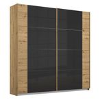 Rauch Artemis 226cm 2 Door Sliding Wardrobe - Artisan Oak and Basalt Glass