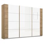Rauch Artemis 271cm 3 Door Sliding Wardrobe - Artisan Oak and White Glass