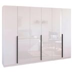 Rauch Artemis 271cm 6 Door Wardrobe - Alpine White and White Glass
