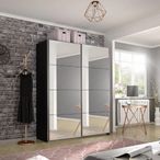 Rauch Belluno 136cm 2 Door Sliding Mirrored Wardrobe - Metallic Dark Grey