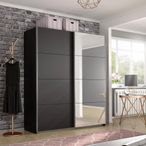 Rauch Belluno 181cm 2 Door Sliding Wardrobe with Mirror - Metallic Dark Grey