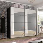 Rauch Belluno 226cm 2 Door Sliding Mirrored Wardrobe - Metallic Dark Grey