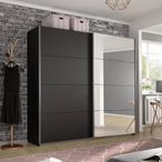Rauch Belluno 226cm 2 Door Sliding Wardrobe with Mirror - Metallic Dark Grey