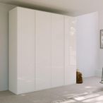 Rauch Skat Meridian 201cm 4 Door Wardrobe - Alpine White and Crystal White Glass