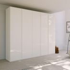 Rauch Skat Meridian 251cm 5 Door Wardrobe - Alpine White and Crystal White Glass