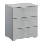 Rauch Skat Meridian 3 Drawer Bedside Cabinet - Silk Grey and Silk Grey Glass