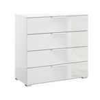 Rauch Skat Meridian 4 Drawer Chest - Alpine White and Crystal White Glass