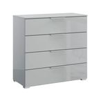 Rauch Skat Meridian 4 Drawer Chest - Silk Grey and Silk Grey Glass
