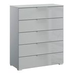Rauch Skat Meridian 5 Drawer Chest - Silk Grey and Silk Grey Glass