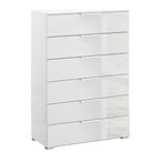Rauch Skat Meridian 6 Drawer Chest - Alpine White and Crystal White Glass