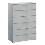 Rauch Skat Meridian 6 Drawer Chest - Silk Grey and Silk Grey Glass
