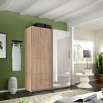 Rauch Belluno 136cm 2 Door Sliding Wardrobe with Mirror - Sonoma Oak